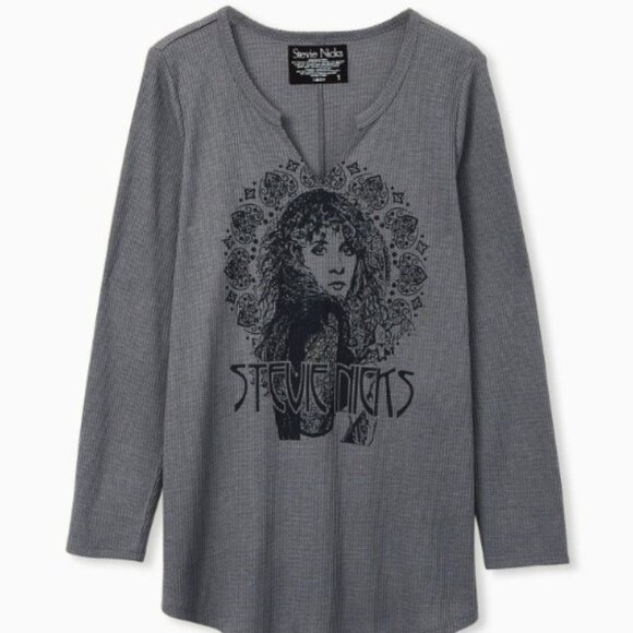 Torrid size 3 Stevie Nicks Grey Waffle Knit Long Sleeve Tee - Picture 1 of 8